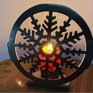 Snowflake Tea Light Candle Holder Round Silver Tone Metal Made In India